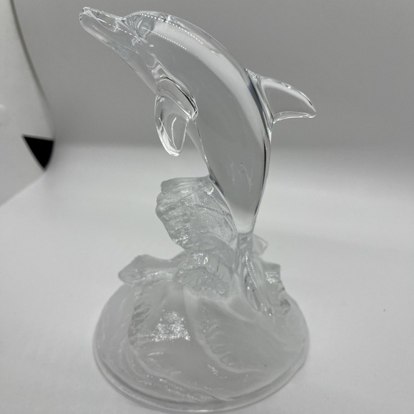 Cristal D'Arques Lead Crystal Dolphin Figure Statue France Clear Frosted - Picture 5 of 10